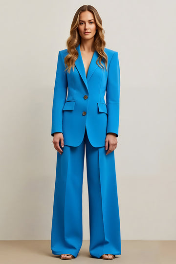 Costumes d’affaires 2 pièces bleus à simple boutonnage